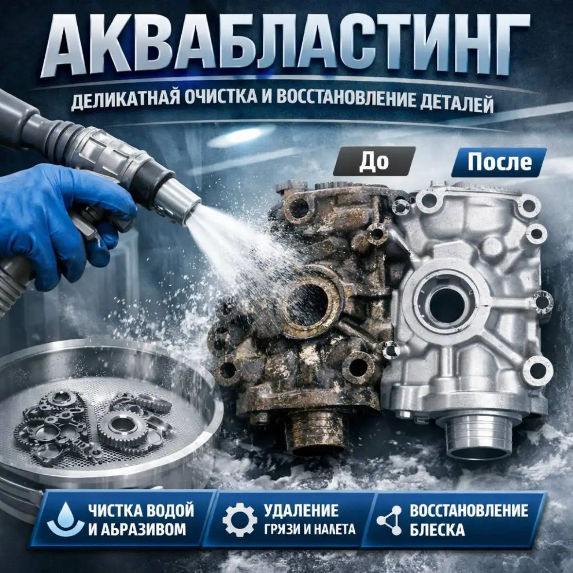 Аквабластинг - очистка металлических деталей - Услуги в Братск