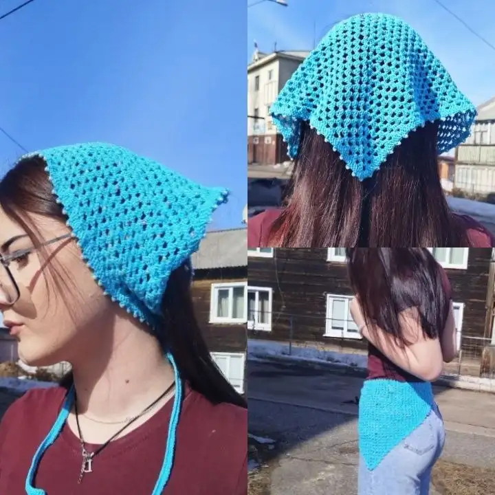 Косынка из хлопковой нити с декоративными бусинами - Одежда в Братск