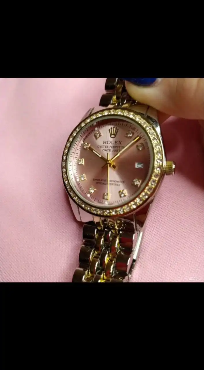 Женские розовые часы Rolex