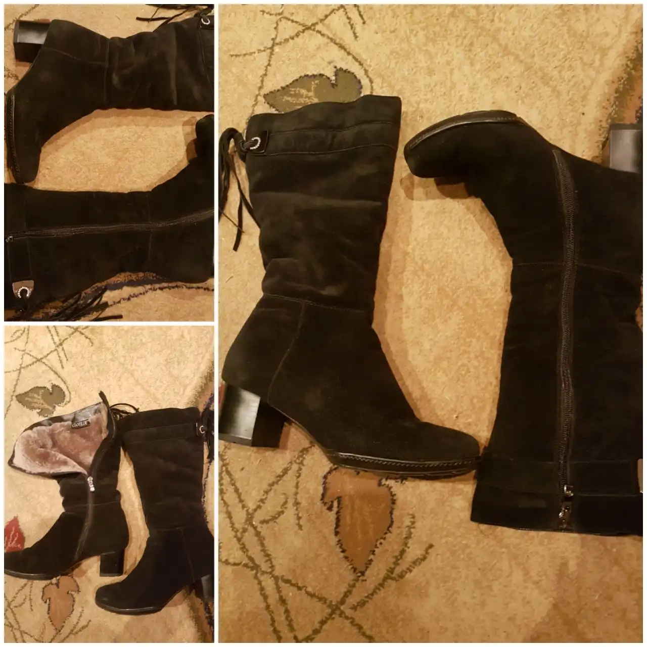 Зимние сапоги натуральные, замша и мех, размер 36