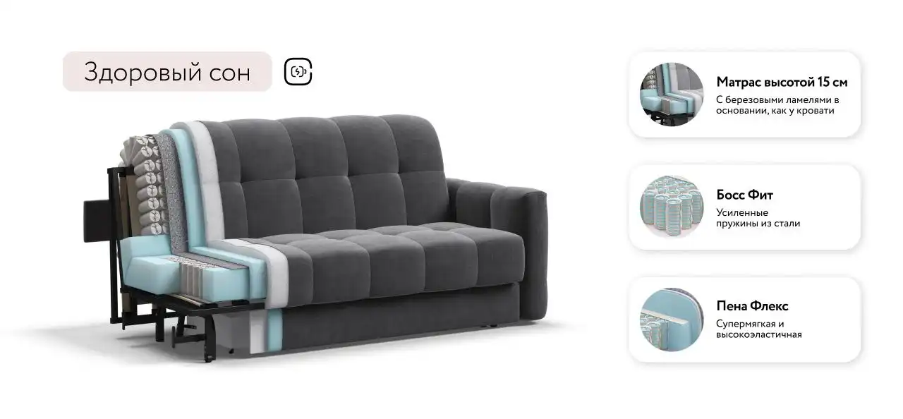 Диван Босс слип с металлокаркасом и пружинным блоком - Мебель (Для дома и дачи) в Энгельс