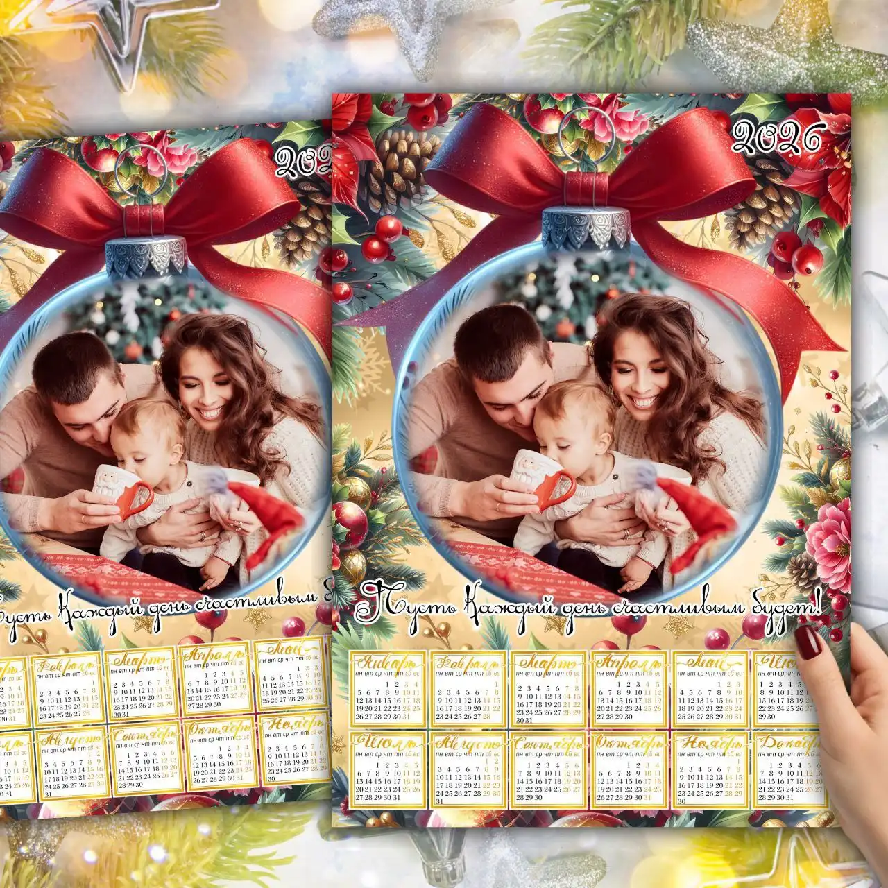 Новогодние календари на 2026 год с вашими фотографиями