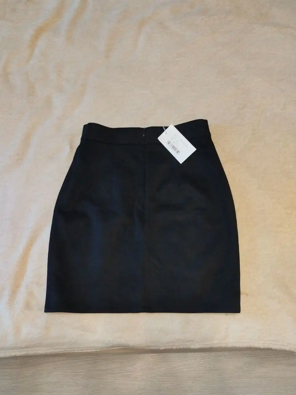 Юбка замшевая черная мини с разрезом, размер 44