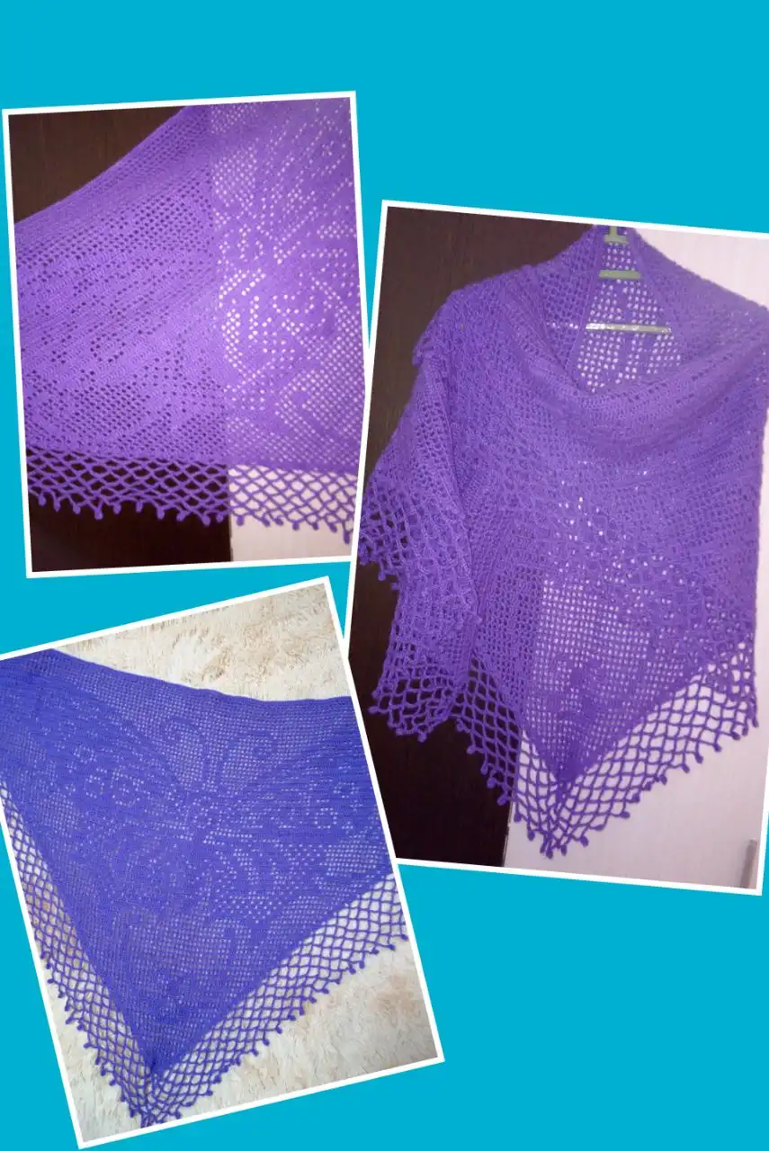 Шаль сиреневого цвета - бабочка - Барахолка в Саратов