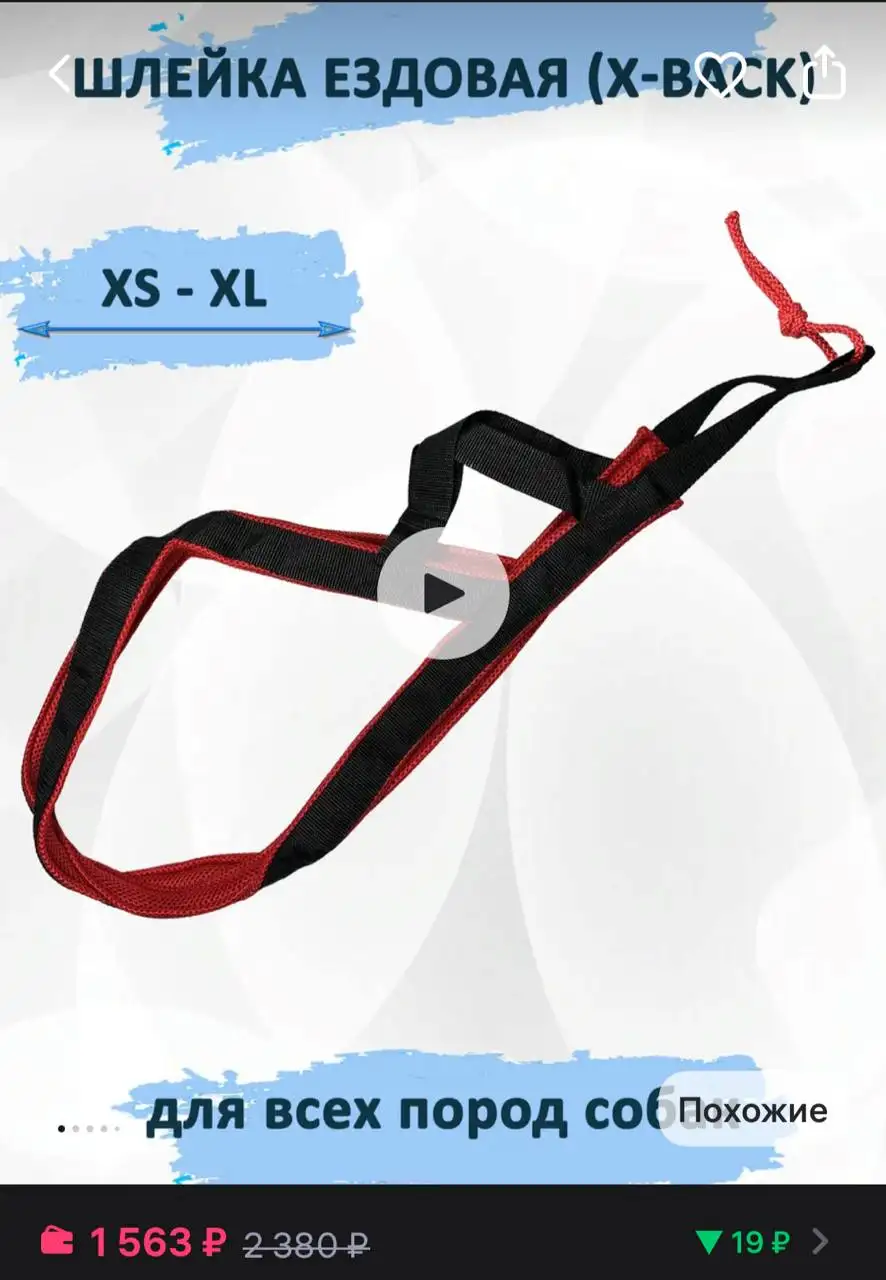 Ездовая шлейка для собак размер XL - Товары для животных (Барахолка) в Саратов