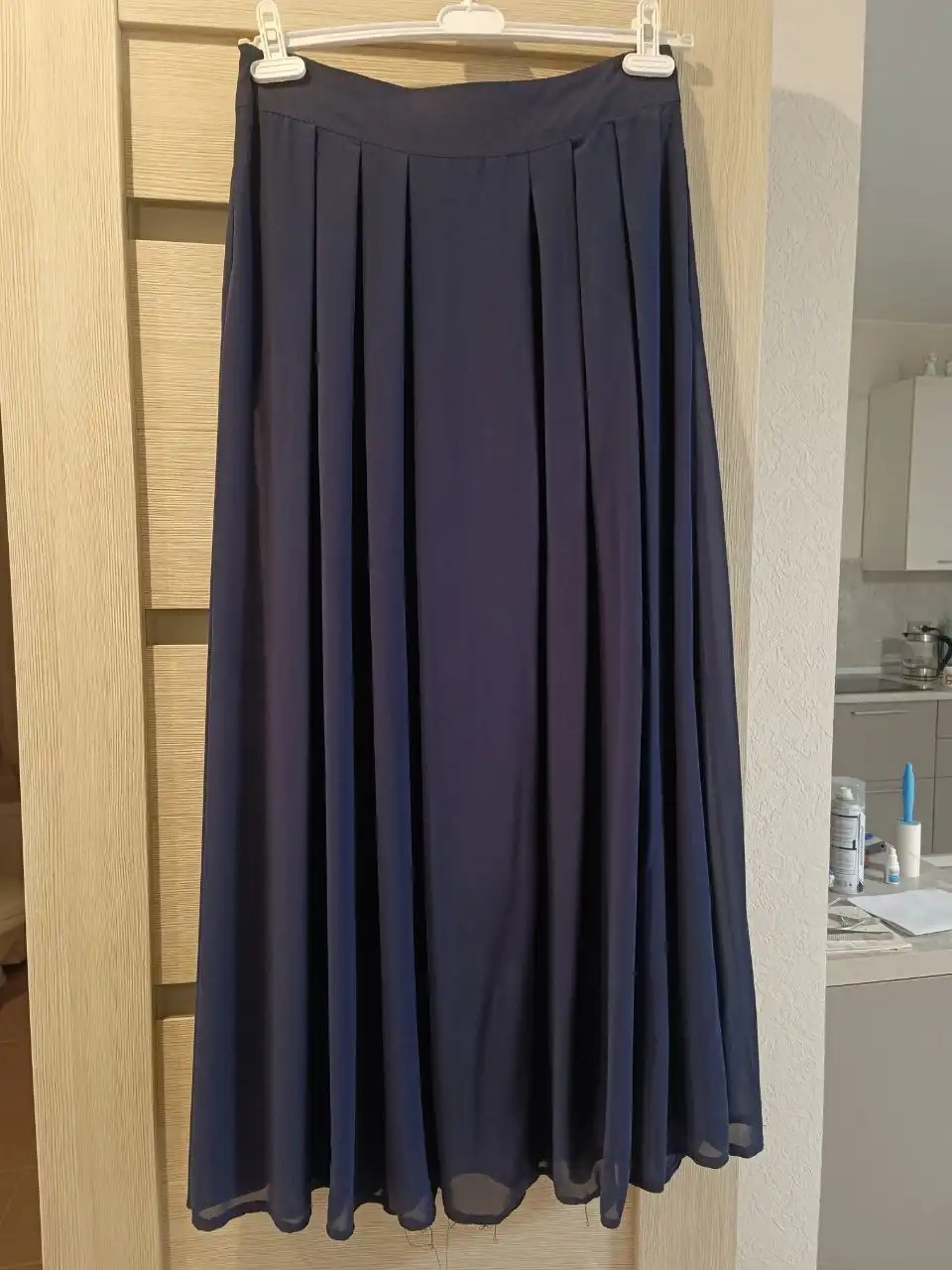 Юбка в пол синяя летняя с подкладом