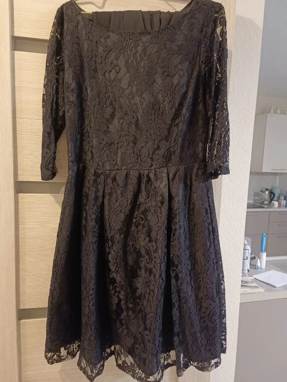 Платье с рукавами 3/4 гипюр подклад размер 50