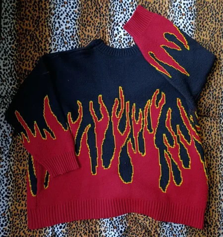 Огненный вязаный свитер оверсайз - Одежда в Тюмень