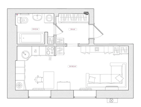Студия 27,7 кв.м в п.Винзили - Недвижимость в Винзили