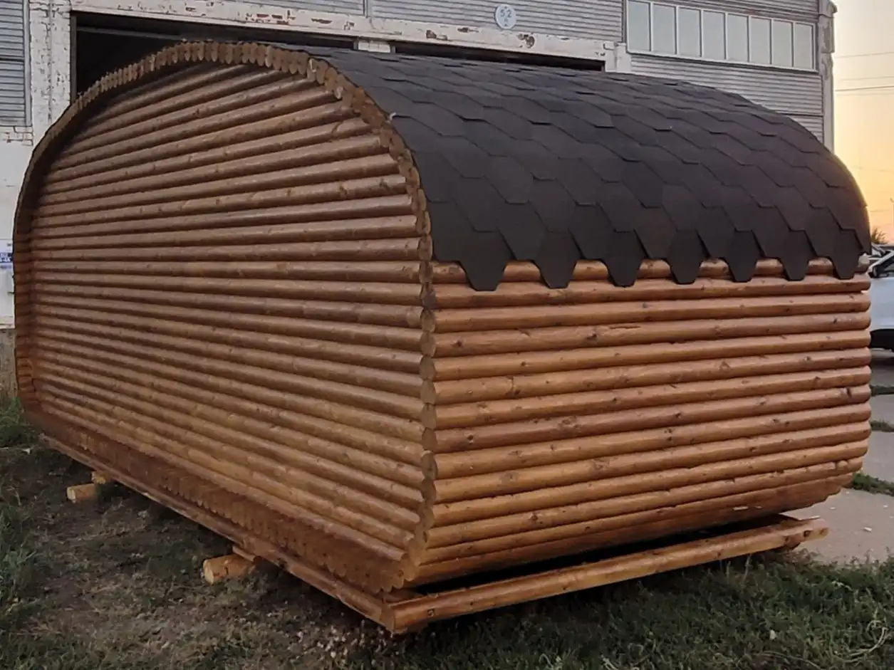 Баня-бочка из оцилиндрованного бревна полной комплектации - Строительство и ремонт (Барахолка) в Оренбург