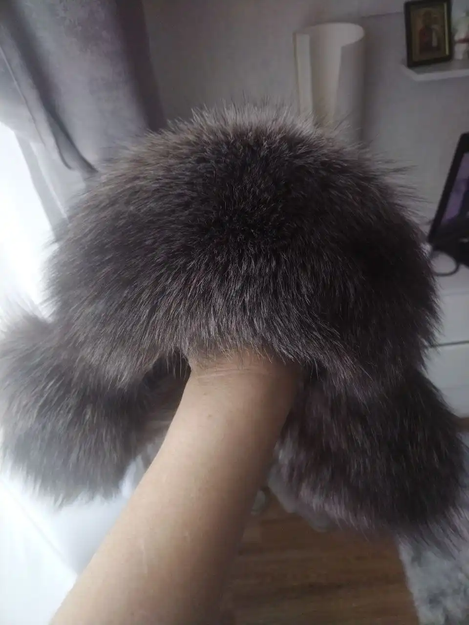 Ушанка женская из меха чернобурки