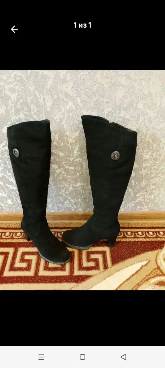 Зимние сапоги ботфорты из натуральной замши с мехом, размер 40
