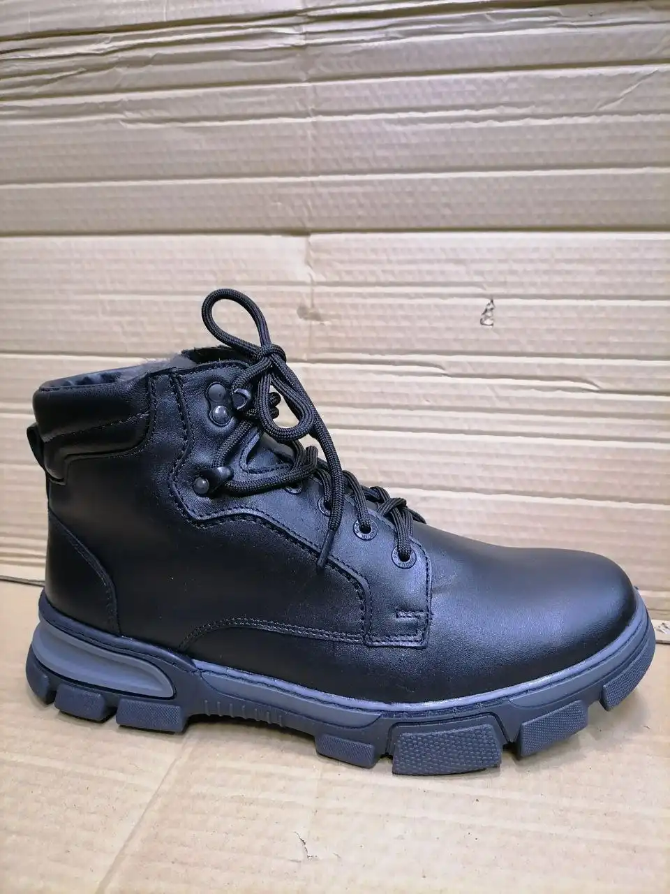 Мужские зимние кожаные ботинки с натуральным мехом - Обувь (Одежда) в Ангарск