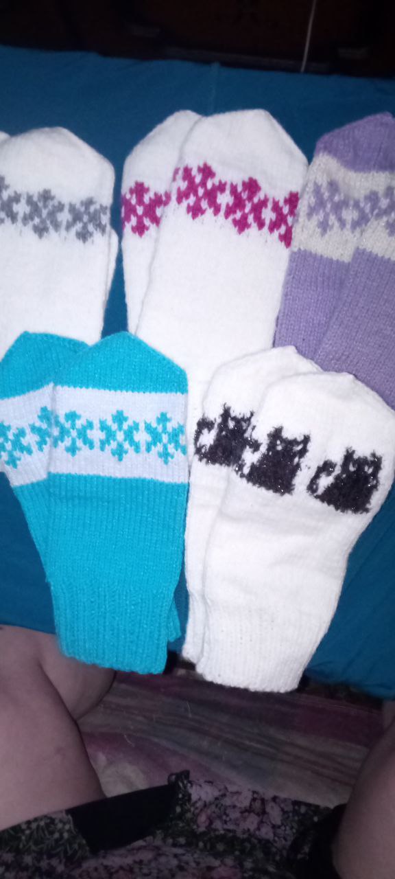 Варежки ручная вязка