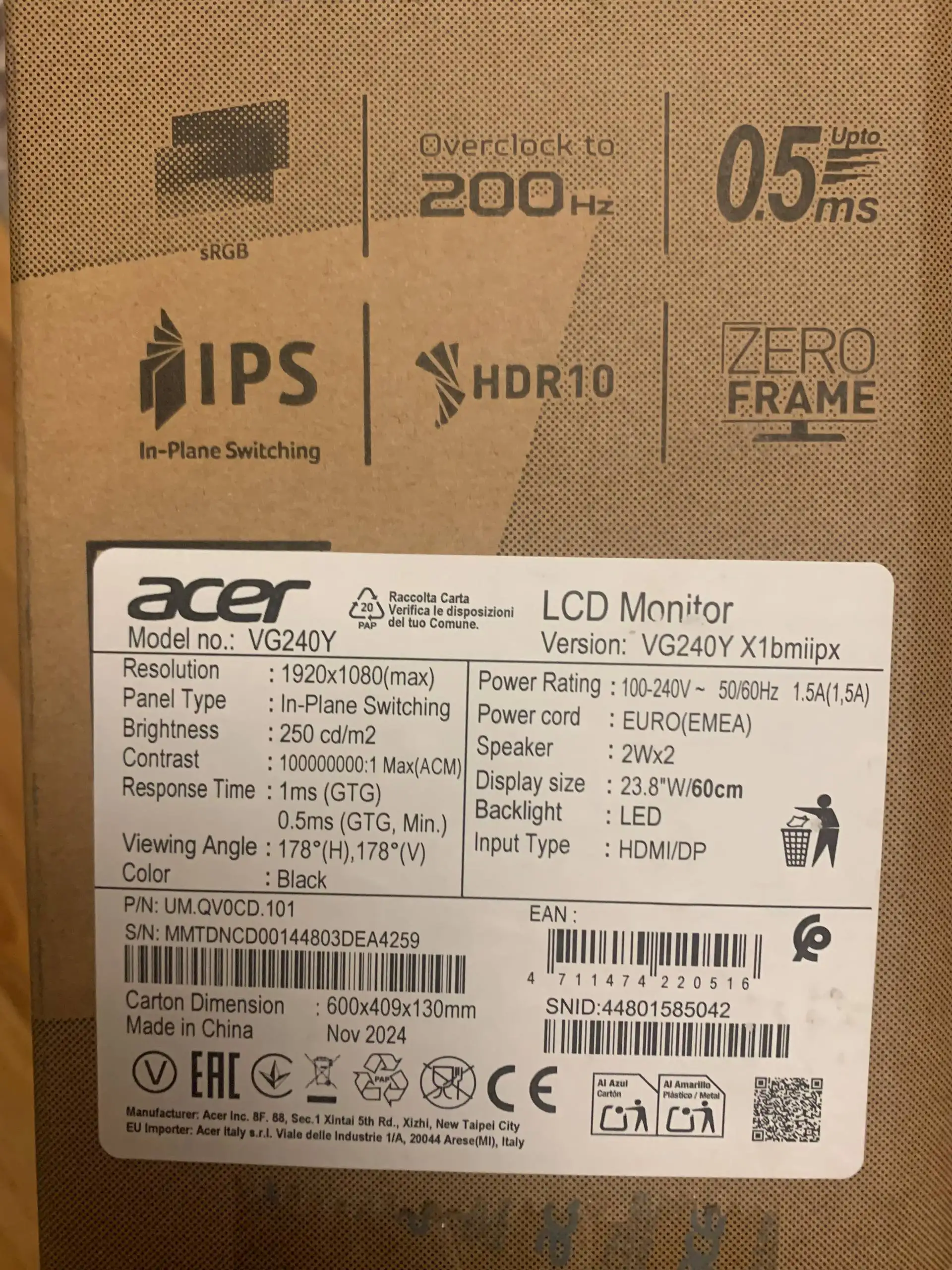 Новый монитор 23.8" IPS 200Hz с HDR10 - Мониторы (Электроника) в Красноярск