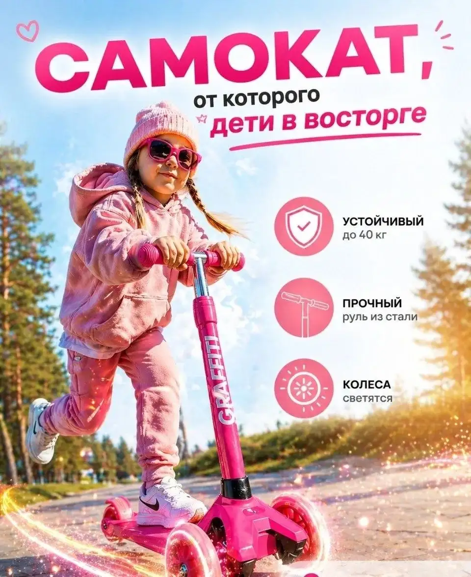 Детский самокат с подсветкой - Товары для детей в Красноярск