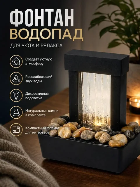 Настольный фонтан-водопад с подсветкой - Для дома и дачи в Красноярск