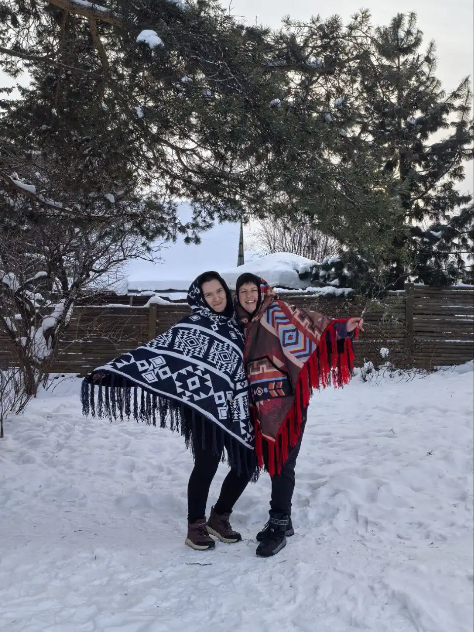 Новое утепленное флисом пончо ручной работы