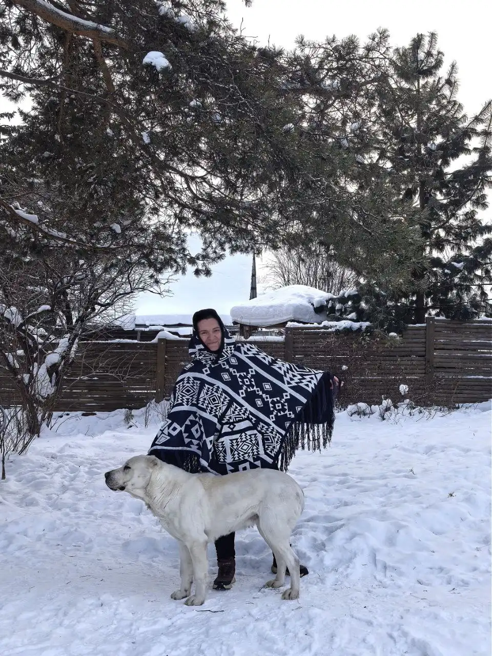 Новое утепленное флисом пончо ручной работы