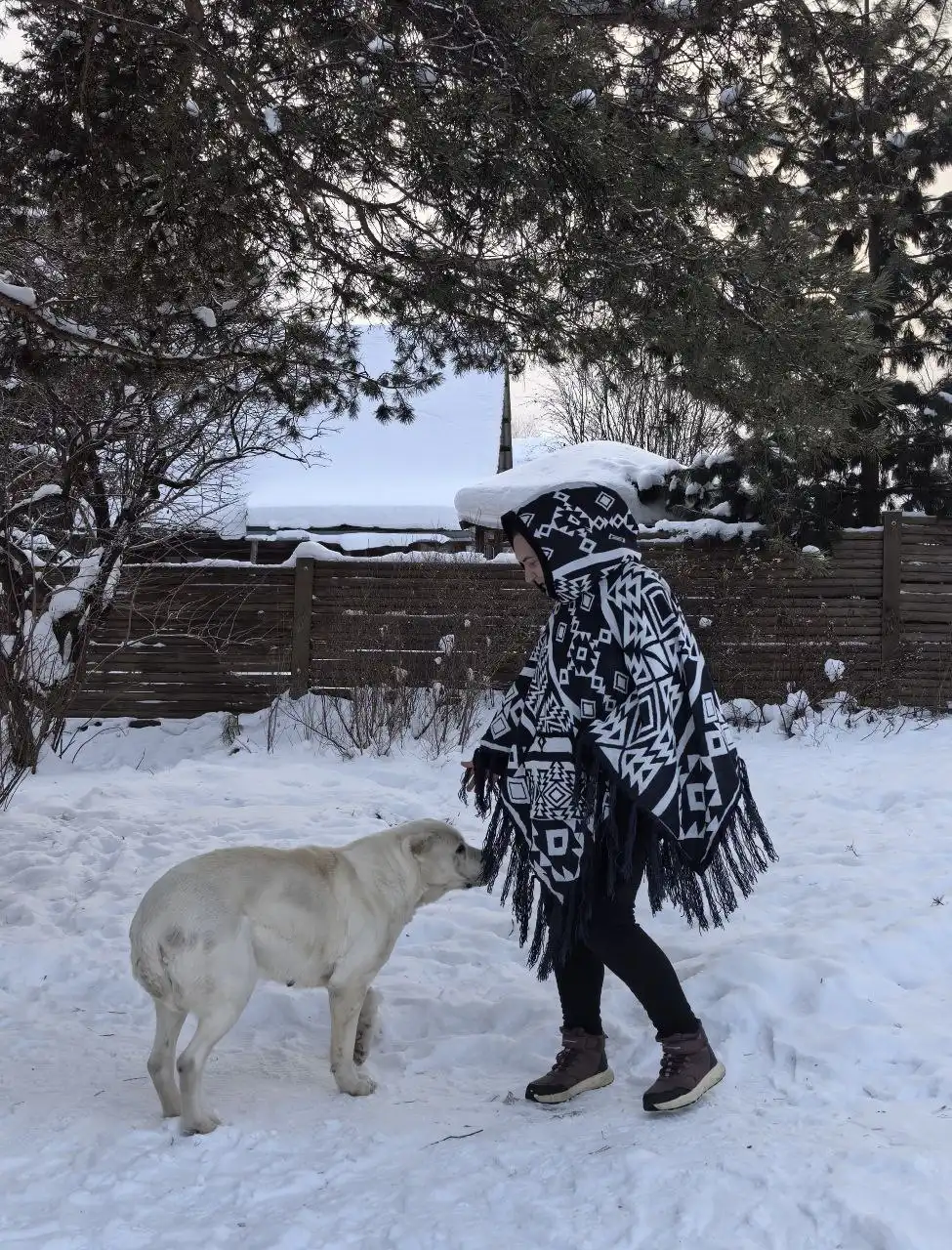 Новое утепленное флисом пончо ручной работы