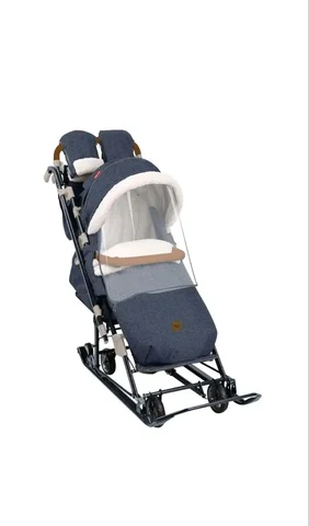 Санки-коляска Nika 7-8 комбинированная синяя в ёлочку - Детская мебель в Красноярск