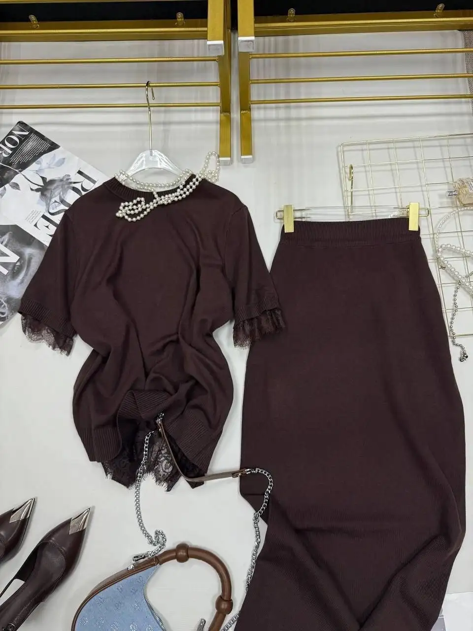 Костюм с юбкой и кофтой с кружевами - Женская одежда (Одежда) в Чебоксары