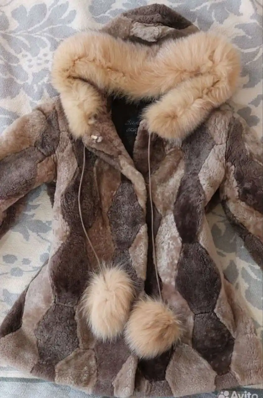 Шубка мутон с капюшоном писец для девочки 4-7 лет