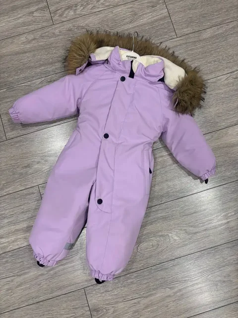 Зимний комбинезон для девочки с меховым капюшоном - Ткани в Чебоксары