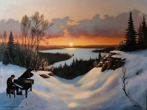 Картина маслом на холсте "В ожидании весны" - Кальяны в Уфа