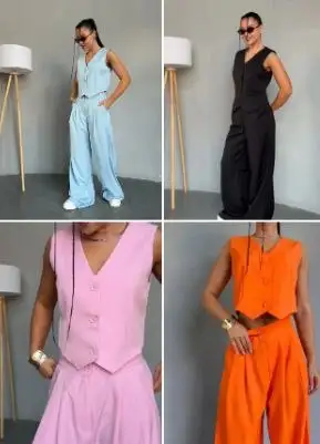 Костюм Power Look двойка с укороченным жилетом и широкими брюками - Костюмы (Одежда) в Симферополь