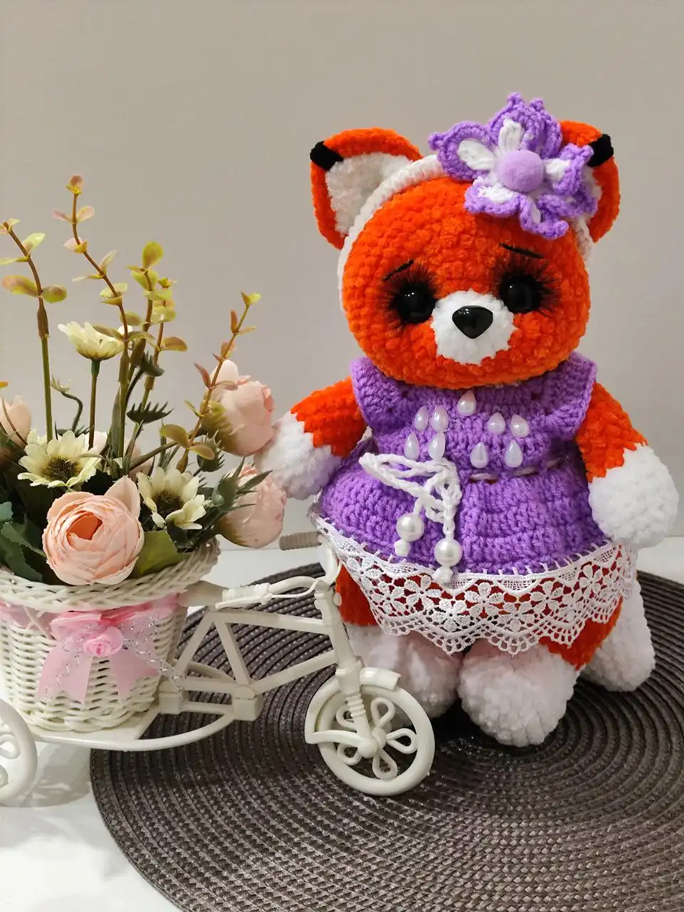 Плюшевая лисичка ручной работы 33 см