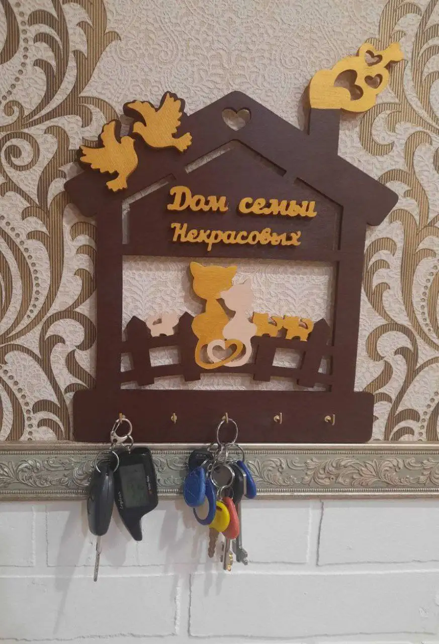 Настенная фамильная ключница с семьёй котиков - Декор и интерьер (Для дома и дачи) в Ульяновск