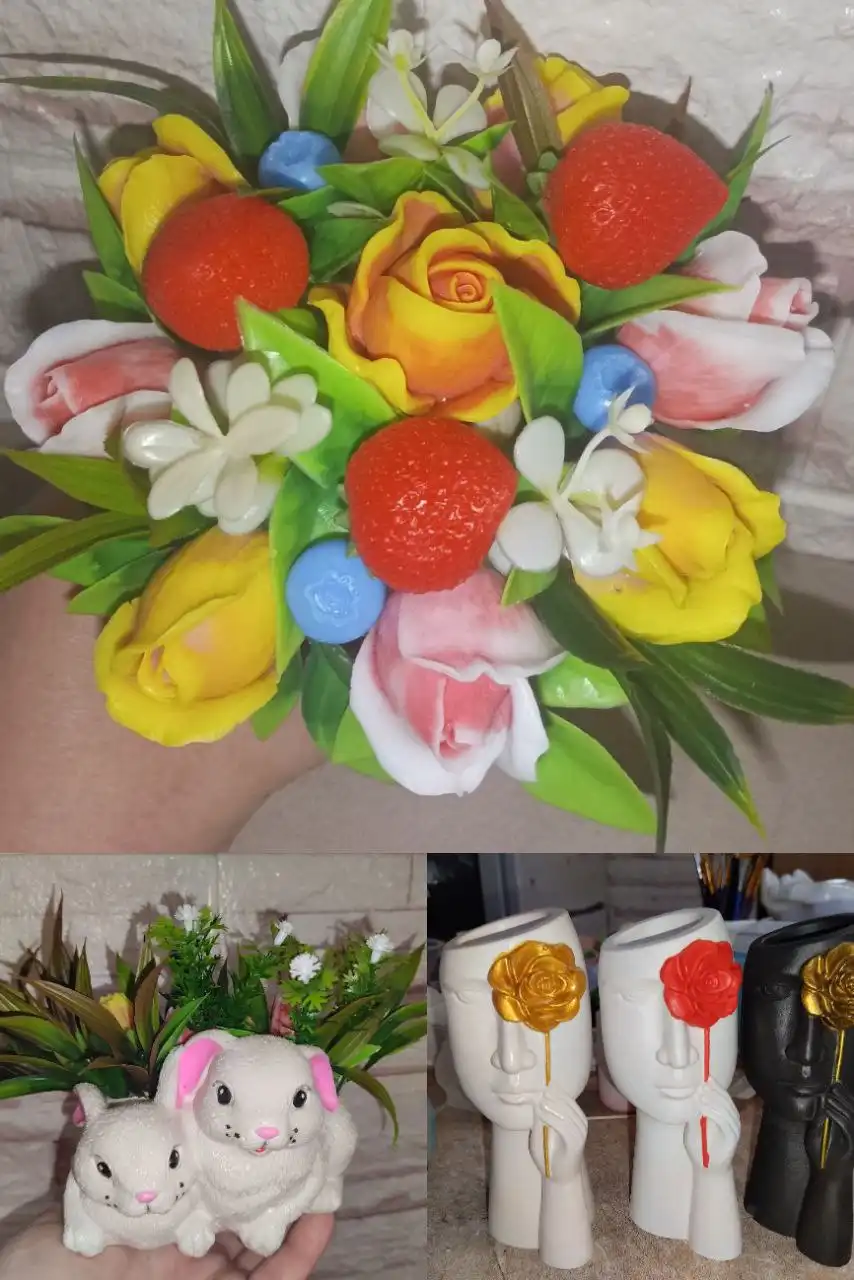 Мыльные букеты и изделия из гипса и эпоксидной смолы ручной работы - Рукоделие (Барахолка) в Братск