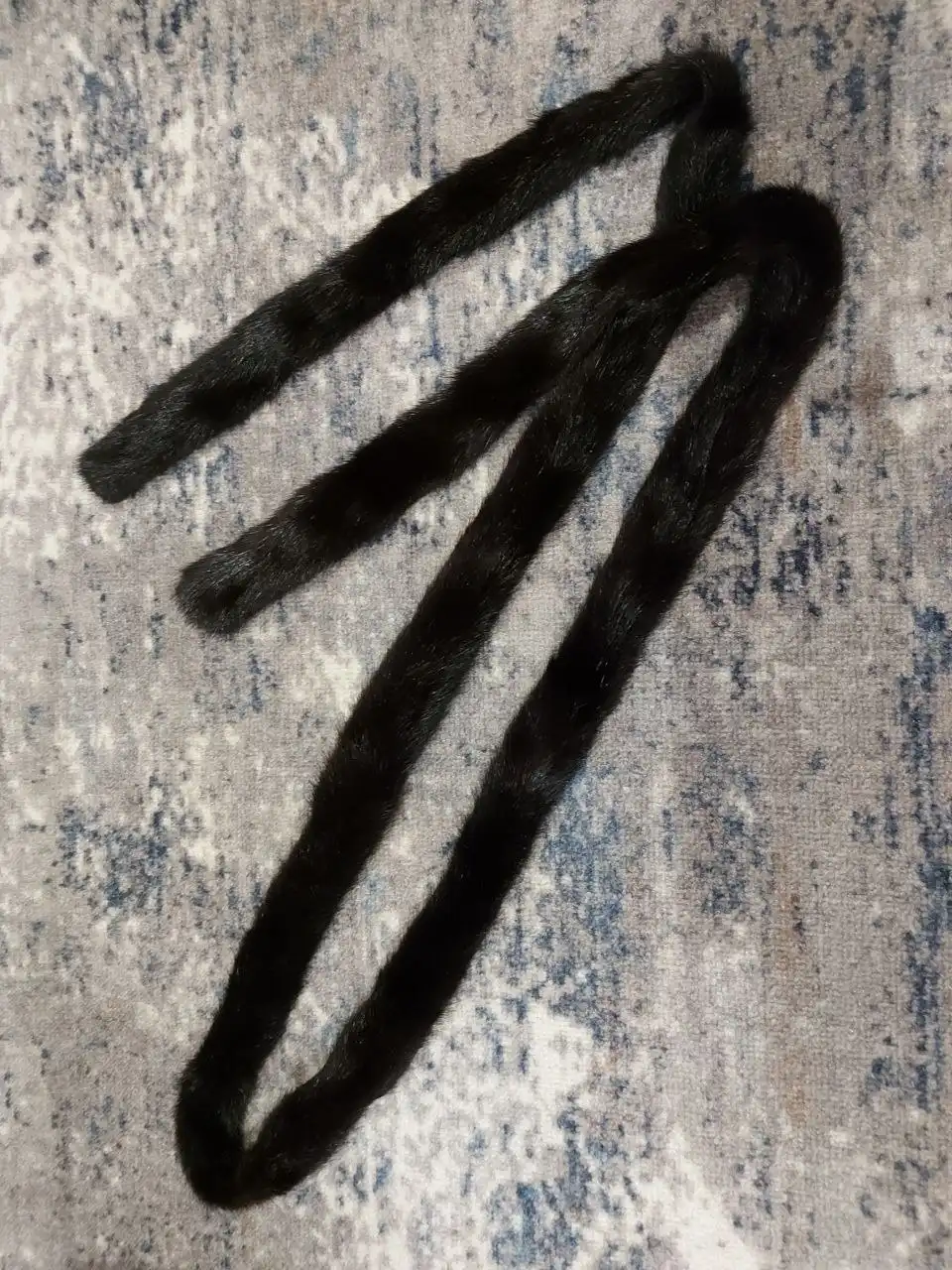 Норковый пояс черный 185 см