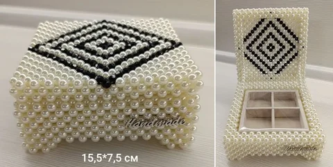 Изящная шкатулка из бусин с геометрическим узором - Рукоделие/Хендмейд в Тюмень