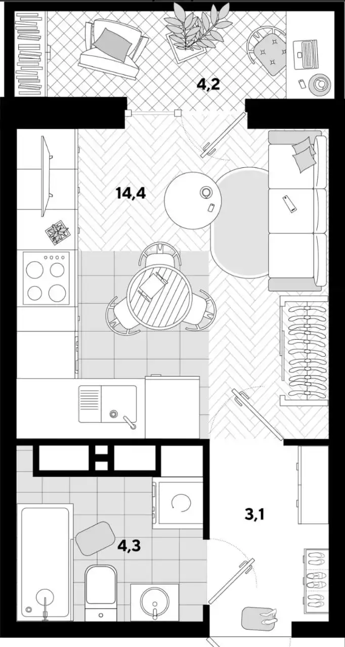Студия 26м² в Парке Победы - Коммерческая (Недвижимость) в Краснодар