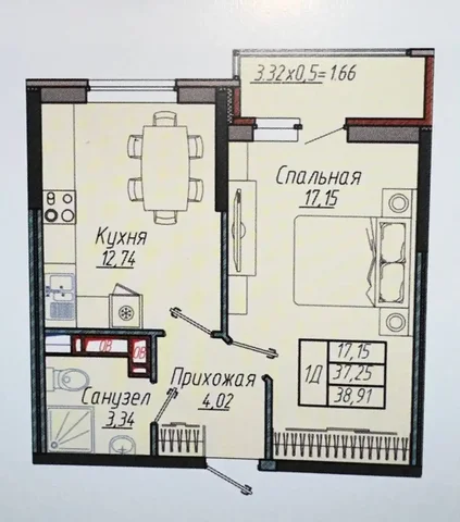 Однокомнатная квартира в ЖК Облака, 38 кв.м., 9/9 этаж, ПЧО - Недвижимость в Краснодар