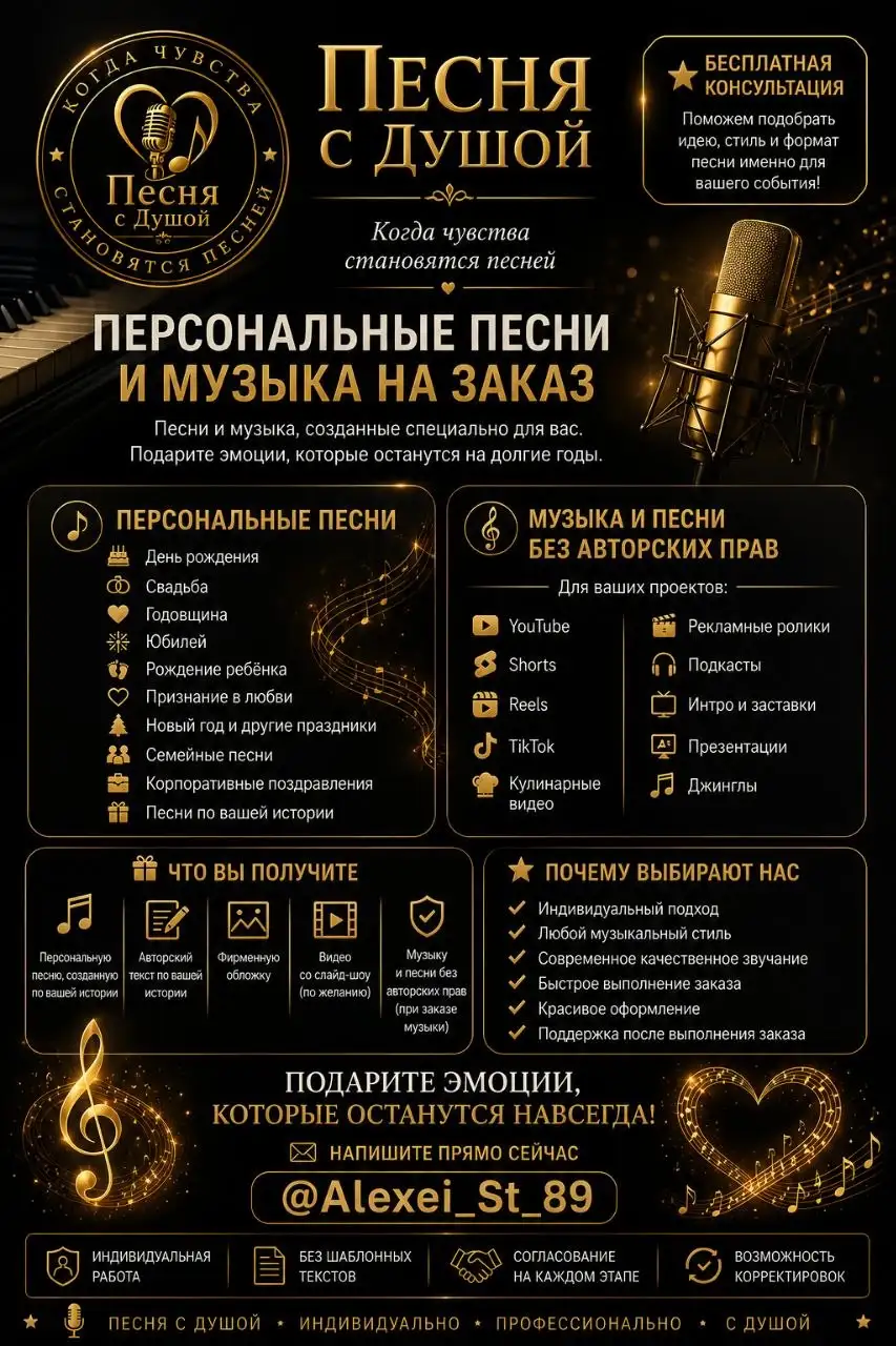 Индивидуальные поздравительные песни и музыка на заказ - Услуги в Краснодар