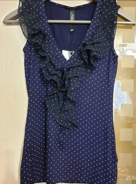 Блузка-топ тм Bestia темно-синий в мелкий горошек - Одежда в Самара