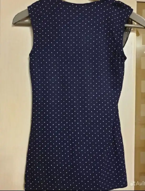 Блузка-топ тм Bestia темно-синий в мелкий горошек