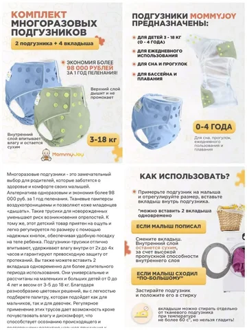 Многоразовые подгузники-трусики с вкладышами - Мебель для детей в Кондратово