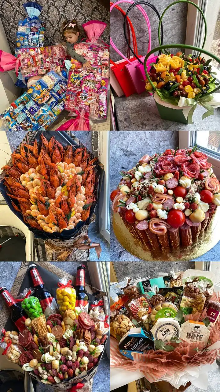 Съедобные букеты, боксы и корзинки на заказ