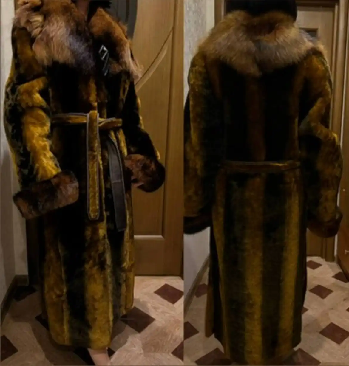 Продам мутоновую шубу с песцовым воротником