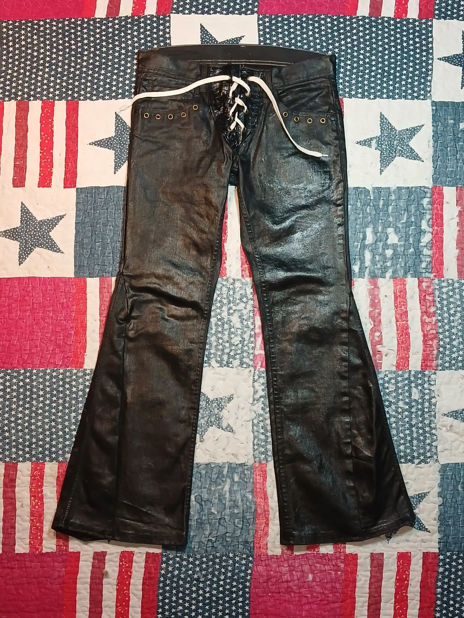 Waxed Custom Lace-up Jeans - Джинсы (Одежда) в Астрахань