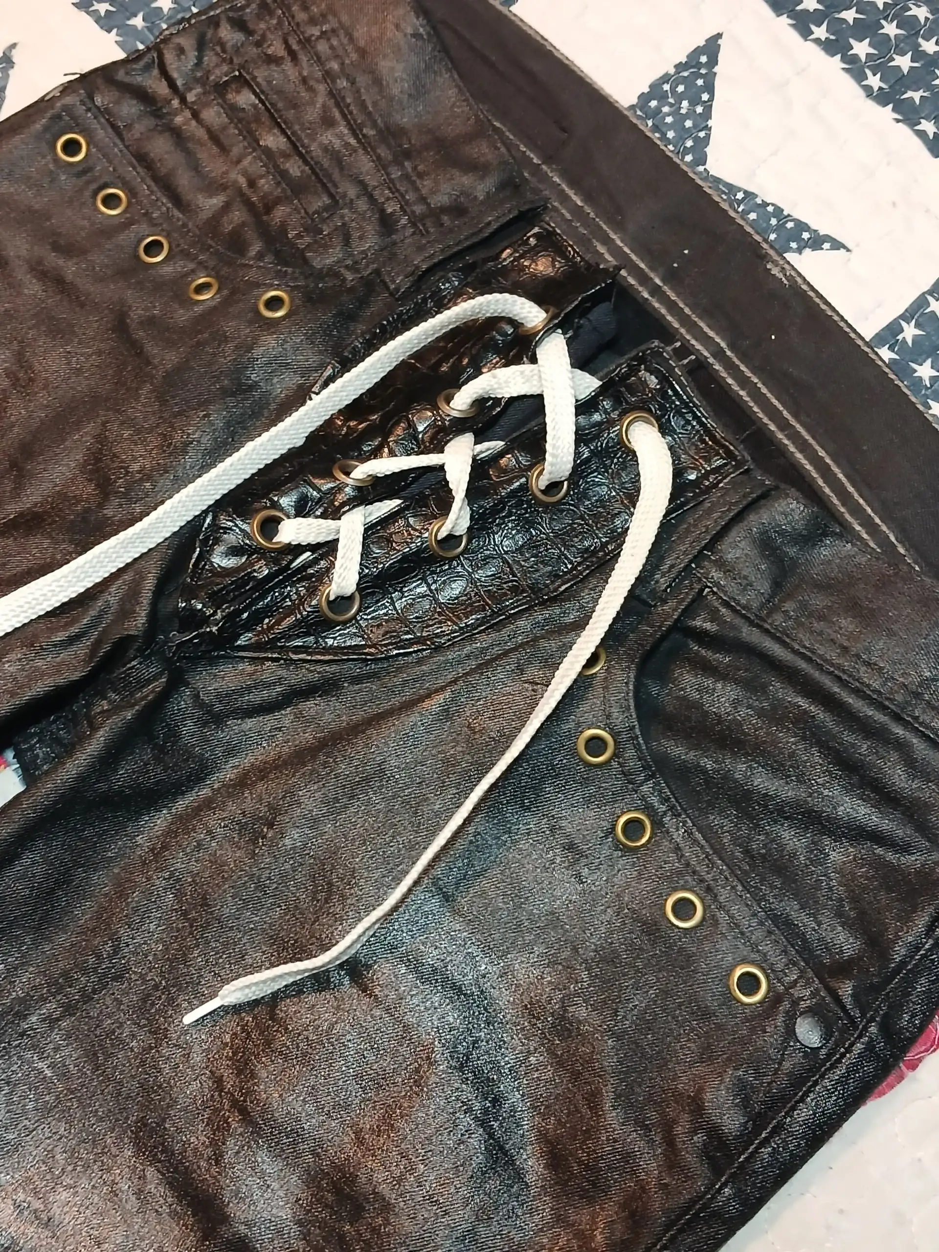 Waxed Custom Lace-up Jeans - Джинсы (Одежда) в Астрахань