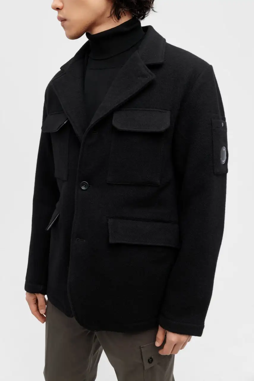 Шерстяное пальто C.P. Company черного цвета - Верхняя одежда (Одежда) в Астрахань