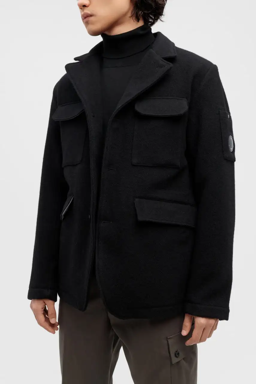 Шерстяное пальто C.P. Company черного цвета - Верхняя одежда (Одежда) в Астрахань