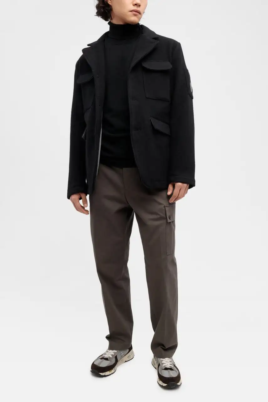 Шерстяное пальто C.P. Company черного цвета - Верхняя одежда (Одежда) в Астрахань