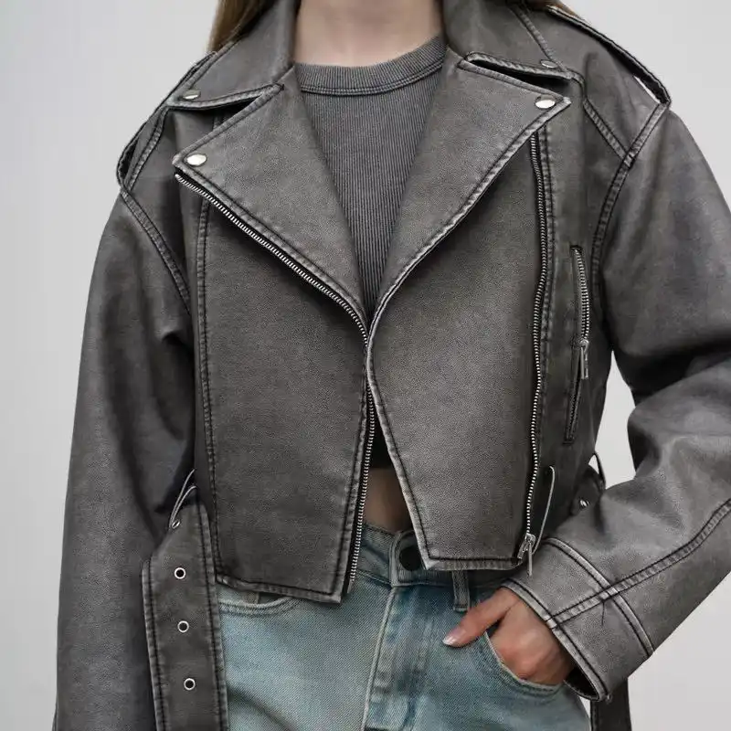 Винтажная кожаная куртка-косуха укороченная - Верхняя одежда (Одежда) в Оренбург