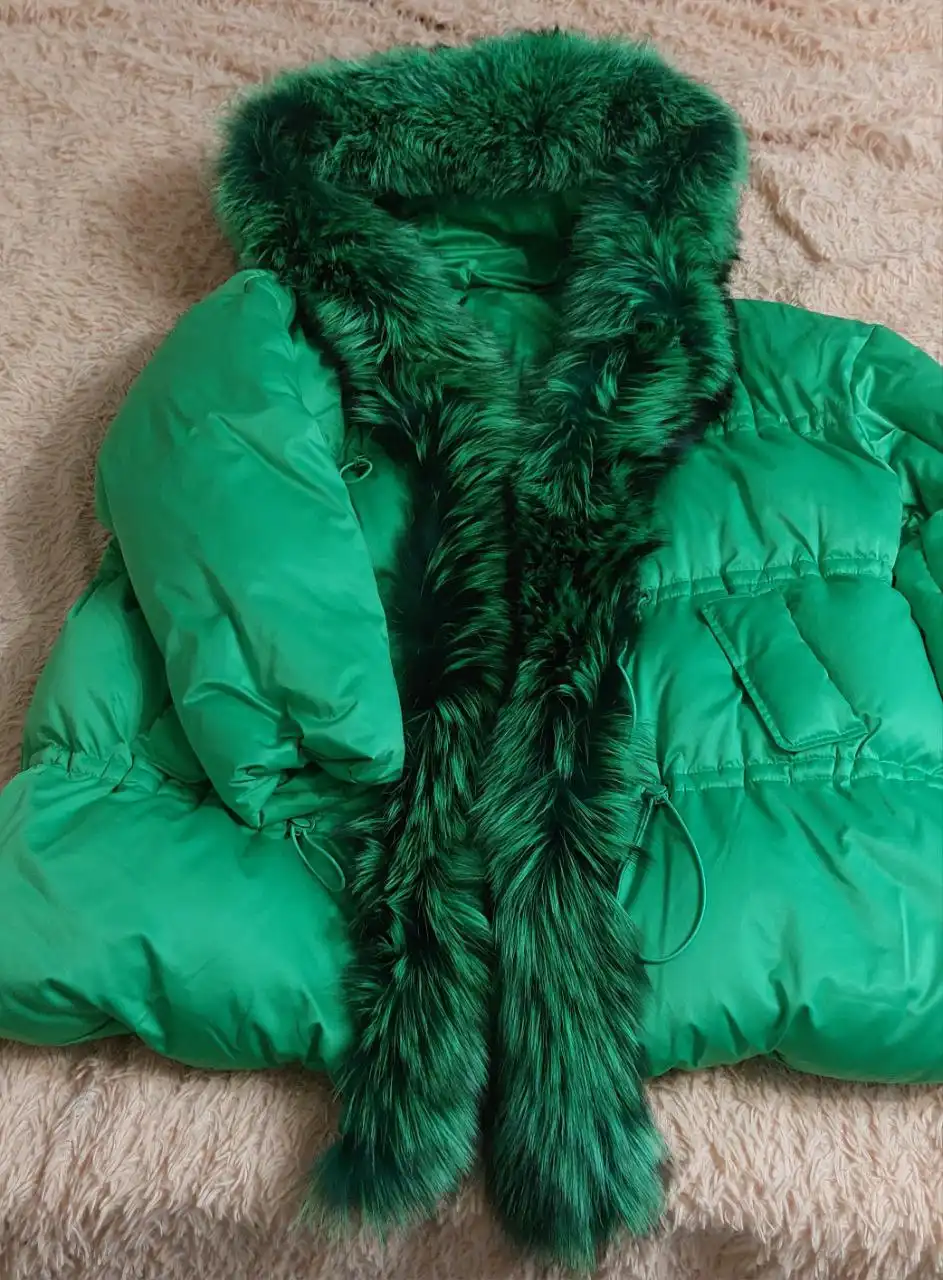 Куртка оверсайз с натуральным пухом и мехом